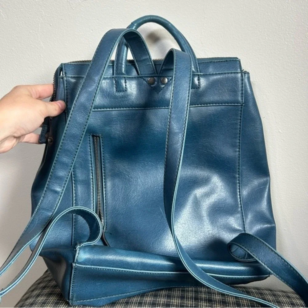 MATT & NAT Blue Faux Leather Convertible Backpack Handbag